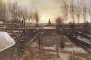 Vincent Van Gogh The Parsonage Garden at Nuenen in the Snow (nn04) oil on canvas